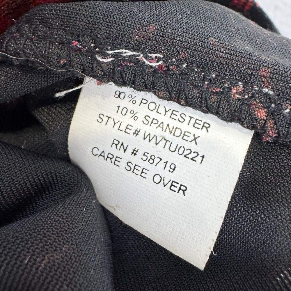 Y2K Vintage Velvet Floral Paisley Top 1X Red Black Grunge Vamp Witchy Whimsigoth - Picture 4 of 5
